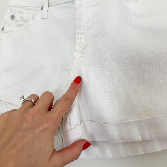7 For All Mankind Rolled Hem Shorts White - Picture 4 of 11